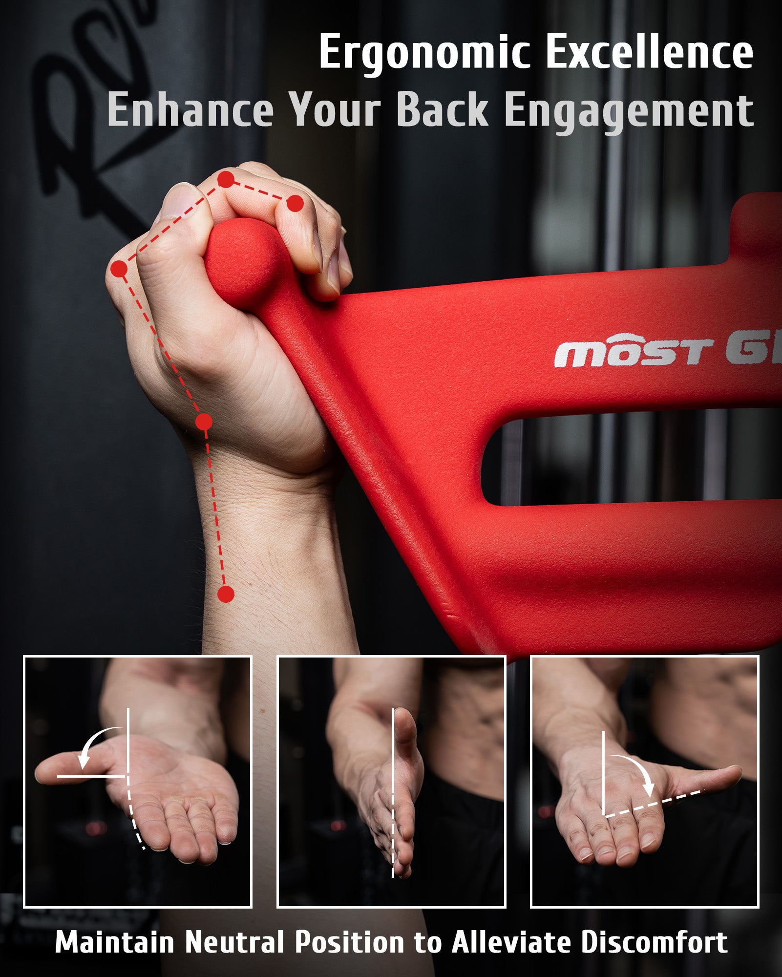 MOST GRIP Multi-Grip LAT Pulldown Bar & V Bar Set– Ergonomic Handles, Heavy-Duty Back Training Attachment