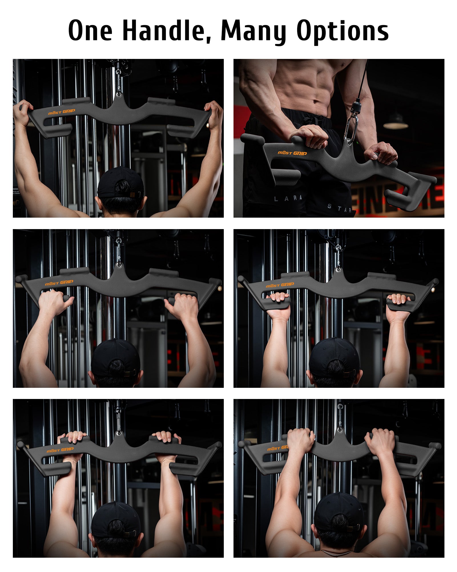 MOST GRIP Multi-Grip LAT Pulldown Bar & V Bar Set– Ergonomic Handles, Heavy-Duty Back Training Attachment