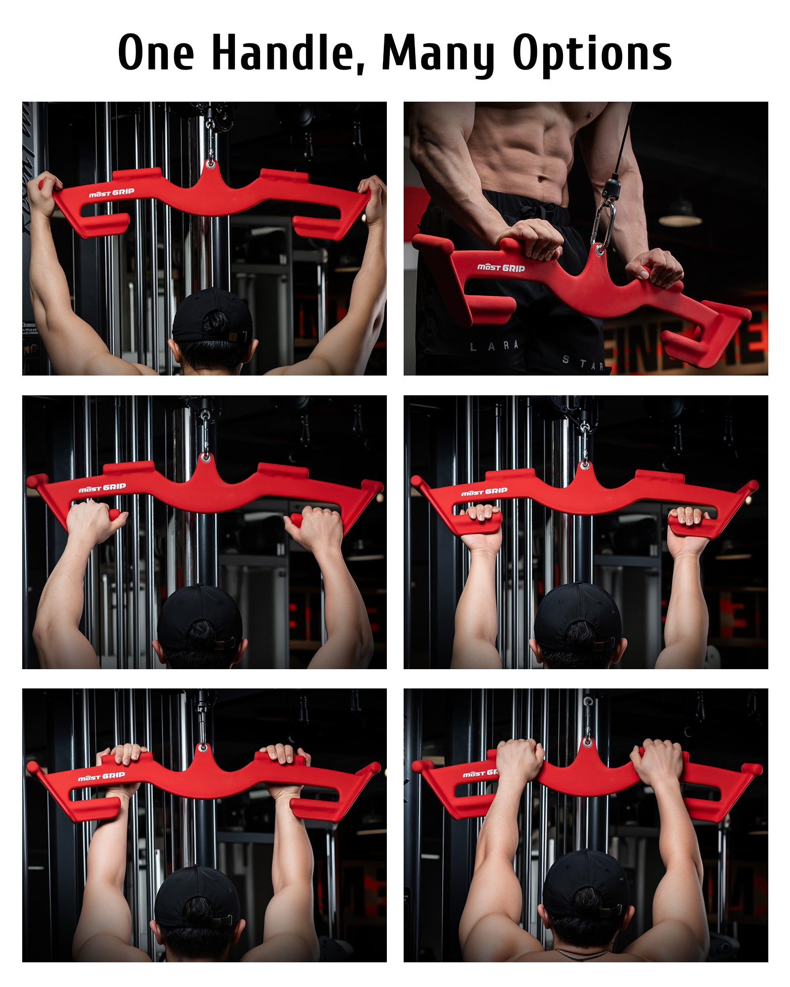 MOST GRIP Multi-Grip LAT Pulldown Bar & V Bar Set– Ergonomic Handles, Heavy-Duty Back Training Attachment
