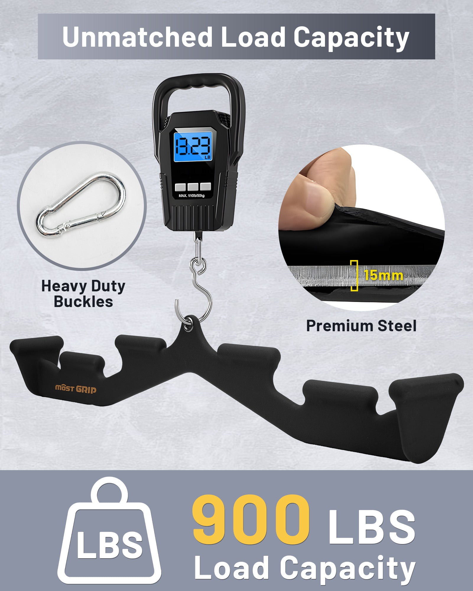 MOST GRIP Multi-Grip LAT Pulldown Bar – Ergonomic Handles, Heavy-Duty Back Training Attachment
